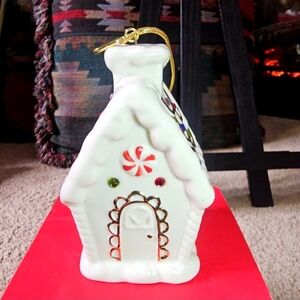 Vtg Lenox Holiday Accent Gingerbread House Ornament